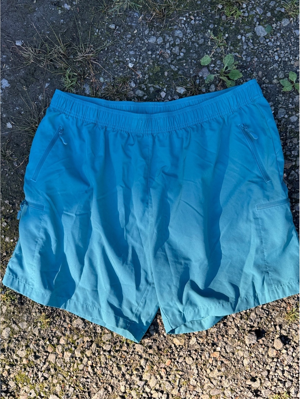 Willit Men's XXL Blue Polyester Spandex Athletic Shorts with Zipper Pockets